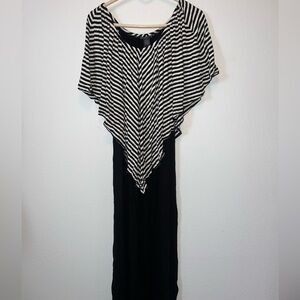 Chelsea & Theodore Asymmetrical Black and White Striped Dress